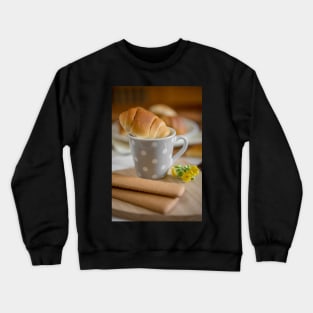 Cup of milk an  dried little bun brioches Crewneck Sweatshirt